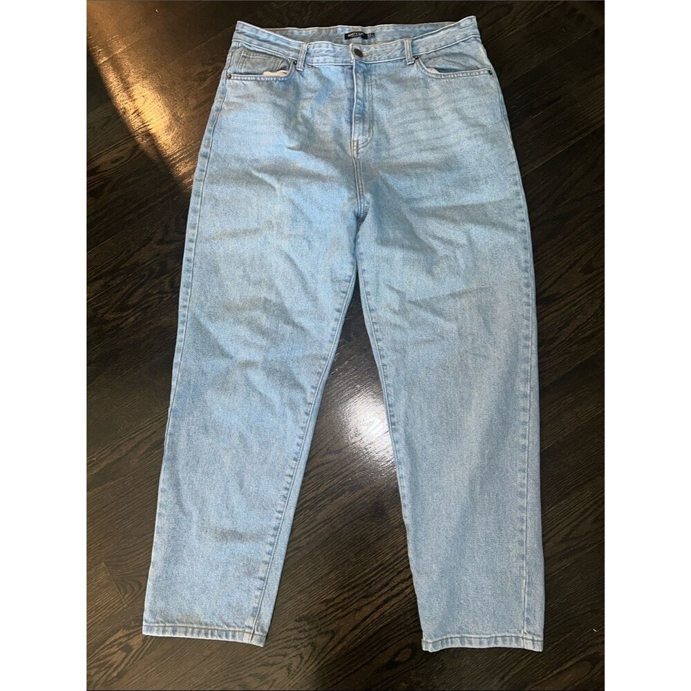 Nasty Gal Light Blue Boyfriend Jeans Size 14 High Rise Closet Staple